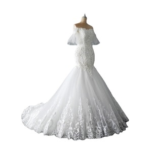Off The Shoulder Mermaid Wedding Dress <b>White</b> <b>Lace</b> Sweetheart Neckline Train Bridal Gown 01312 - Product Image 5
