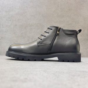 Bottes Derby en cuir véritable pour <span class=keywords><strong>homme</strong></span>, à fermeture éclair à la cheville, imperméables, respirantes, souples, antidérapantes, confortables, pour l'automne, l'hiver et la neige - Product Image 4