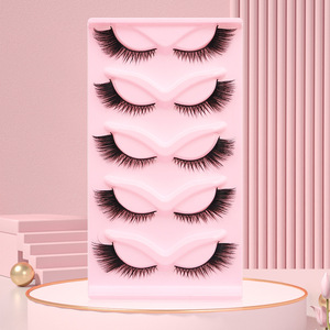 5 Pairs 3D Cat Eye <b>Strip</b> Eyelashes Thick Natural Winged Cruelty Free False Lashes - Product Image 6