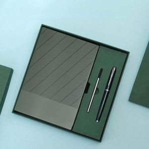 Leather Business Notebook Customized Logo Soft Cover Handheld Gift <b>Box</b> Set with Metal Pen Black Ink 200 Pages Promotional Gift - Product Image 5