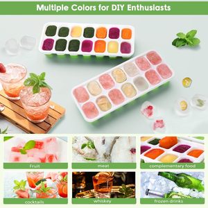 Durable Stackable <b>Maker</b> with Spill-Resistant & Removable Lids Silicone Ice Cube Trays - Product Image 4
