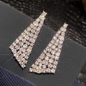 Women's Triangle Drop Earrings Full Pave CZ Statement Fashion Party Jewelry - Product Image 2