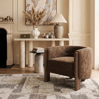 Fauteuil FERLY moderne en velours, fauteuil lounge de luxe à dossier incurvé avec pieds épais pour salon, chambre à coucher, hall d'hôtel