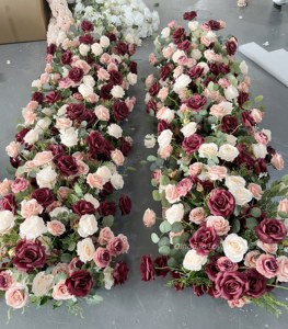 Wedding &amp; Thanksgiving Backdrop Decor Purple Arch Stand <strong>Flower</strong> Strip Pink White Artificial <strong>Silk</strong> High Simulation Rose Garland - Product Image 2