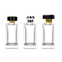 Bouteille de parfum en verre vide carrée transparente de luxe de 50ml nouveau design boîte d'emballage personnalisée bouteille de parfum