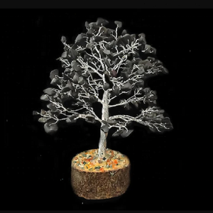 Chip de cristal natural de ágata negra envuelto en alambre Árbol de la vida chip de piedra árbol chip de cristal curación piedras preciosas ágata decoración regalos - Product Image 3