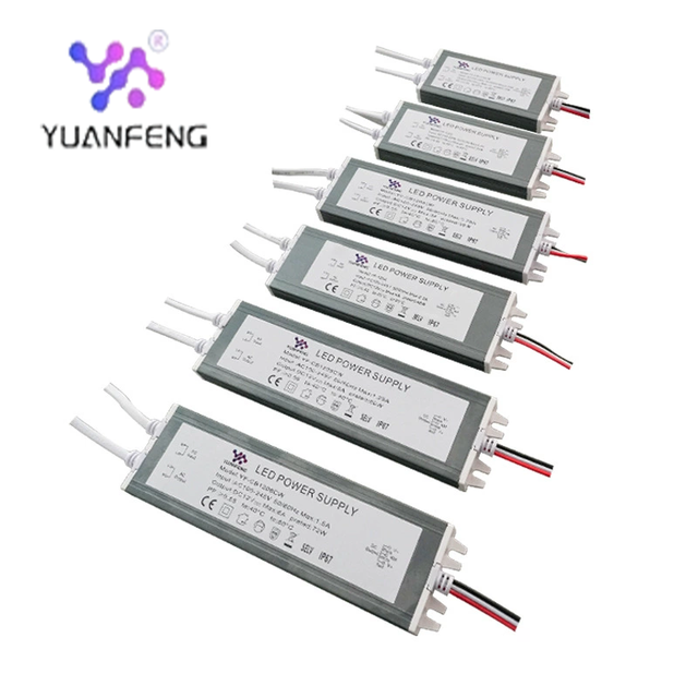 YF Highly Effective AC-DC 5A 60W IP65 Aluminum Alloy Waterproof LED Driver 12V 50/60Hz DIN Rail Power Supply 88% Efficiency