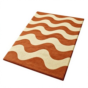 Alfombra Decorativa 100% Lana, Hecha a Mano, Personalizada, Resistente a las Manchas, con Patrón Geométrico Moderno para Sala de Estar, Pelo Corto - Product Image 1