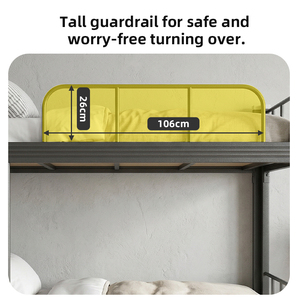 Industrial Style Metal Bunk Bed Thickened Steel Frame Double Bed with Anti-Fall Guardrail BS EN 14073 Compliant Customizable - Product Image 3