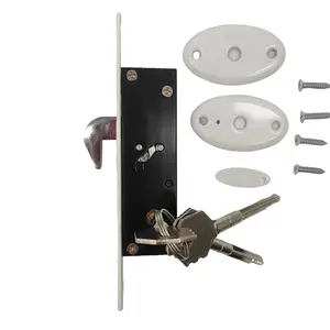 Fechadura de porta de alumínio deslizante de alta segurança com fechadura de gancho com cilindro de chave cruzada