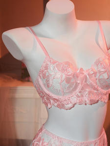 Borduren Mesh Bloemen Lingerie <span class=keywords><strong>3</strong></span> Stuk Set Transparante Ondergoed Vrouwen Thong Bra Erotische Lingerie Sensuele Lingerie Set #0655 - Product Image 2