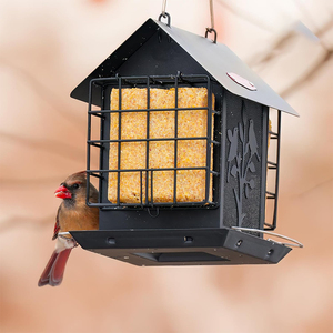 <span class=keywords><strong>Mangeoire</strong></span> à oiseaux JH-Mech pour cardinaux, pinsons, hiboux, moineaux et tourtereaux, avec <span class=keywords><strong>mangeoire</strong></span> en métal noir de 3 lb pour cage - Product Image 1