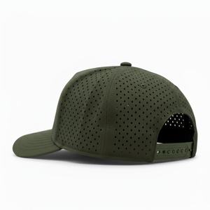 Casquette de baseball de golf imperméable à 5 panneaux de haute qualité avec logo personnalisé OEM, patch en caoutchouc, découpe au laser, trous, snapback, casquette de sport de plein air - Product Image 3