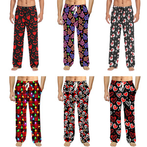 Personalizable <span class=keywords><strong>Navidad</strong></span> Unisex <span class=keywords><strong>Pijamas</strong></span> Alta Calidad Pijama Pantalones Pequeño MOQ Halloween Fun Design PJ Sleepwear Party - Product Image 1