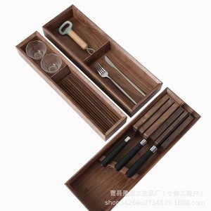 Wooden <b>Drawer</b> Organizer Rectangular Cutlery <b>Storage</b> <b>Box</b> Kitchen Cabinet Divider Standing Type - Product Image 3