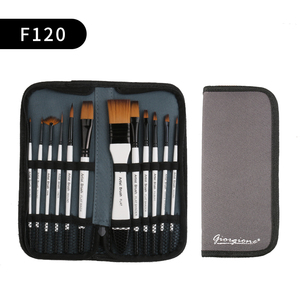Juego de 12 Pinceles de Artista <span class=keywords><strong>Giorgione</strong></span>, Pelo de Nailon, Virola de Aluminio Negro, Mango de Madera Blanca, Bolsa de Lona y Pintura Acrílica Gratis - Product Image 6