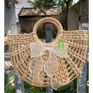 Handmade Vintage Bag Rectangular Water Hyacinth <b>Handbag</b> <b>Boho</b> Straw <b>Handbag</b> Summer Beach Bag From HNH Craft Vietnam - Product Image 6