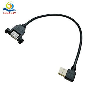 Lung Kay <b>USB</b> <b>2.0</b> AM to AF Extension Cable Black Copper Wire 3A Fast Charging Data Cable With Screws And Nuts - Product Image 1