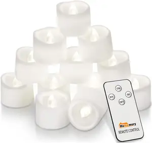 Homemory 24-Pack Pure White Flameless LED Tea Lights Candles, 200+Hour Battery Operated Fake Electric Votive Candles Tea Lights