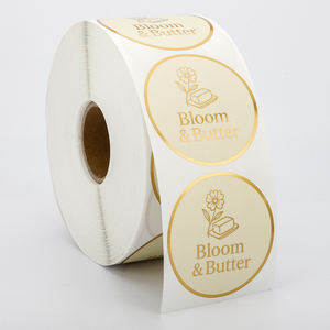 Personalisierter, Individueller <span class=keywords><strong>2</strong></span>-Zoll Wasserdichter Selbstklebender Vinyl-Rollenverpackungsaufkleber mit Privatdruck, Goldfoliengeprägtem Logo-Sticker - Product Image 3