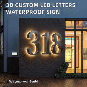 3D Custom <b>Letters</b> Logo <b>LED</b> Sign Address Number Hotel Office Apartment Door Numbers-Stainless Steel Waterproof Dimmable - Product Image 4