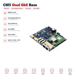 Placa Portadora de Red Dual HT Raspberry Pi CM5 con Puerto Ethernet Gigabit y 2.5G RJ45, Ranura M.2 NVMe SSD, Interfaces MIPI Duales de Alto Rendimiento - Product Image 1