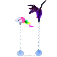 Jouet interactif de luxe pour chats et chiens : bâtonnet de stimulation créatif avec plumes en peluche et ventouse, balles interactives