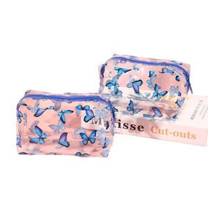 Transparent Floral Cosmetic Bag PVC Waterproof Large Capacity Travel Storage Bag Makeup <b>Case</b> <b>Medium</b> Size - Product Image 4