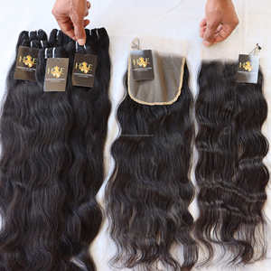 Mèches péruviennes naturelles vierges, qualité 10A, avec Lace Frontal Closure, vente en gros - Product Image 1