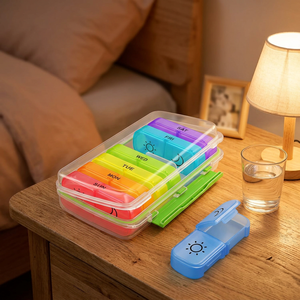 Auvon Boîte à pilules portable à double compartiment pour compléments quotidiens, en plastique, pour le rangement lors d'activités de plein air - Product Image 6