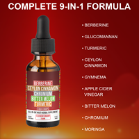 Gouttes liquides OEM de Berbérine, Cannelle de Ceylan, Extrait de Melon Amer, Glucomannane, Gymnema, Chrome, Curcuma, Panax Ginseng, Moringa