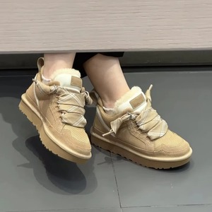 Baskets confortables pour femme automne/hiver – Talon épais, doublure en fourrure, semelle intérieure en laine, respirantes, imperméables, thermiques, à enfiler, plates - Product Image 1