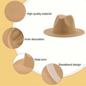 Chapeau Fedora personnalisé d'hiver unisexe noir à bord plat 100 % polyester de haute qualité, style personnage, pour la pêche - Product Image 4