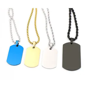 Custom Logo Stainless Steel Sublimation Pets Id Metal Necklace Blank Personalized Men Dogtag Dog Tag