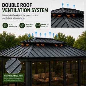 Gazebo para Exteriores Resistente al Viento y a la Intemperie, 12*16 pies, para <span class=keywords><strong>Terraza</strong></span> de Hotel, Patio Trasero, Área de Recreo - Product Image 5