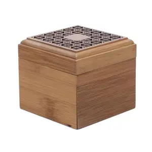 Натуральный цвет бамбуковая коробка с 6 отделениями сумка Кэдди деревянная коробка для чая с закрывающейся крышкой