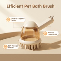 Brosse de bain pour animaux de compagnie en silicone souple autonettoyante de luxe avec long manche, brosse de massage pour chien antidérapante, peigne de toilettage pour la douche
