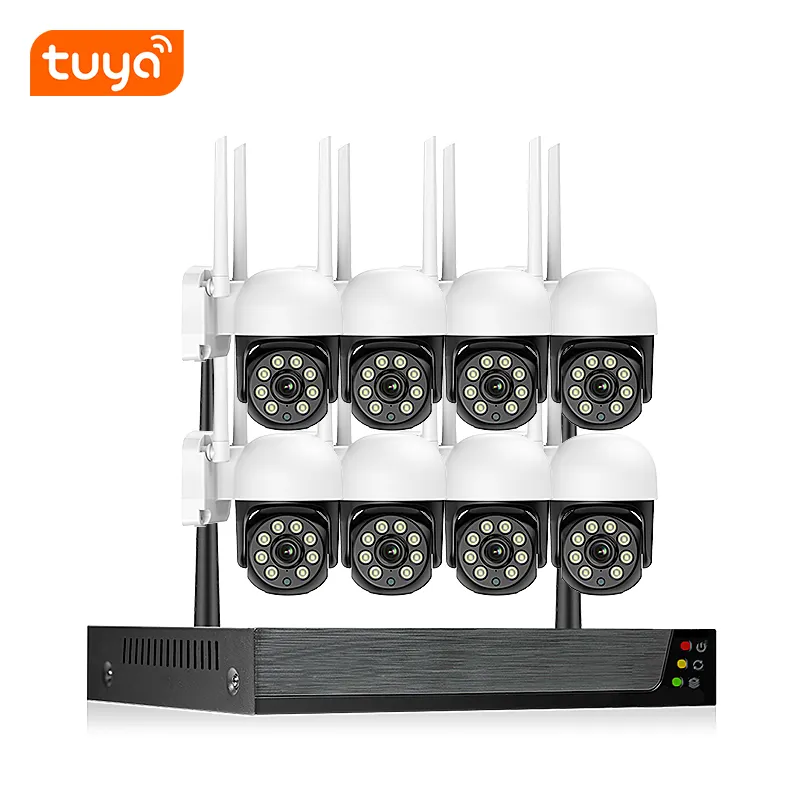 Tuya thông minh 8CH WIFI CCTV Camera HD 3MP NVR an ninh không dây hệ thống camera giám sát Ptz Wifi NVR Camera Kit