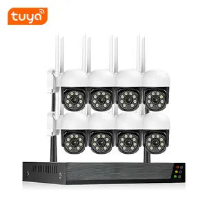 Tuya Smart 8ch Wifi Cctv Caméra Hd 3mp Nvr Caméra de sécurité sans fil Systèmes de surveillance ptz Wifi Nvr Caméra Kit