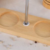 Moulin à poivre de luxe léger en stock avec base en bois, support en bois de caoutchouc avec poignée, accessoires de base en bois DS-XJMDZ01