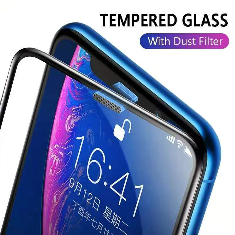 9H Anti Dust Proof Mesh Tempered Glass Film for iPhone 14 Anti Scratch With Speaker Net Screen Protector for iPhone 14 Pro Max