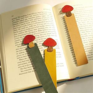 Creative PU Leather Mushroom <b>Bookmark</b> School Office Accessory Cute Page Marker Clip Decorative Book Page Holders for Book Lovers - Product Image 1