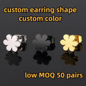 Wholesale Fine Jewelry Earrings Women Custom Shape Flower <b>Stud</b> Earring Gold Plated Stainless Steel Earrings - Product Image 3