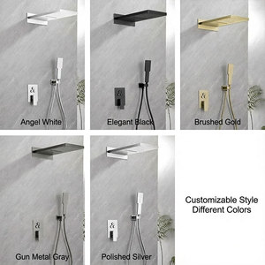 Ensemble de douche encastré de luxe en gros, ensemble de douche dissimulé mural, pomme de douche <span class=keywords><strong>noire</strong></span> <span class=keywords><strong>avec</strong></span> tuyau - Product Image 2