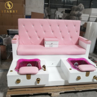 Luxe double sièges salon de manucure meubles couleur rose pas cher spa pédicure chaises pour pied spa pour les filles