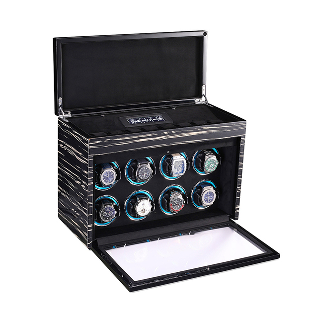 Embers Factory Direct Sales Luxury Wood Watch Winder 8-Watch Case Storage Collection Box Rectangle Integrated Display Mabuchi