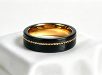 Bague en tungstène 8 mm avec incrustation noire en forme de corde pour homme – Cadeau idéal pour festival, fiançailles, mariage, amoureux, ami