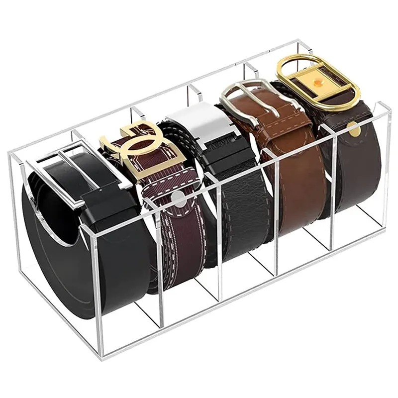 5 Steckplätze Acryl Riemen-Organisator klarer Acryl Riemen-Speicherhalter Stand für Schrank Schublade klarer Riemen-Schachtel-Speicherhalter Organisator