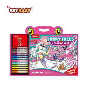 Keybaby Sirènes Créatives 28 Pages Funny Faces Sticker et Livres de <span class=keywords><strong>Coloriage</strong></span> pour Enfants - Product Image 1