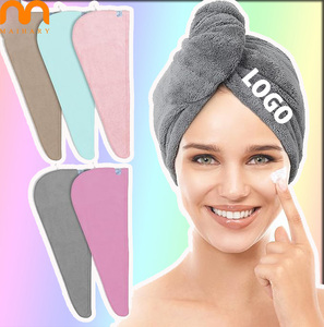 Asciugamano per Capelli in Microfibra Personalizzato con Logo per Donne, Asciugatura Rapida con Bottone, Tessuto Lavorato a Maglia per Uso Domestico - Product Image 1
